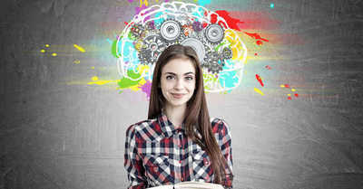 Young Women with Stylized Brain Above Her Head, ADHD, Autism Spectrum, Learning Disabilities, Giftedness, Academic Accommodations